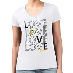 Pittsburgh Pirates G-III 4Her by Carl Banks Women's Super-Slim Fit Lightweight Love Graphic Team V-Neck T-Shirt - White - MLB Sale