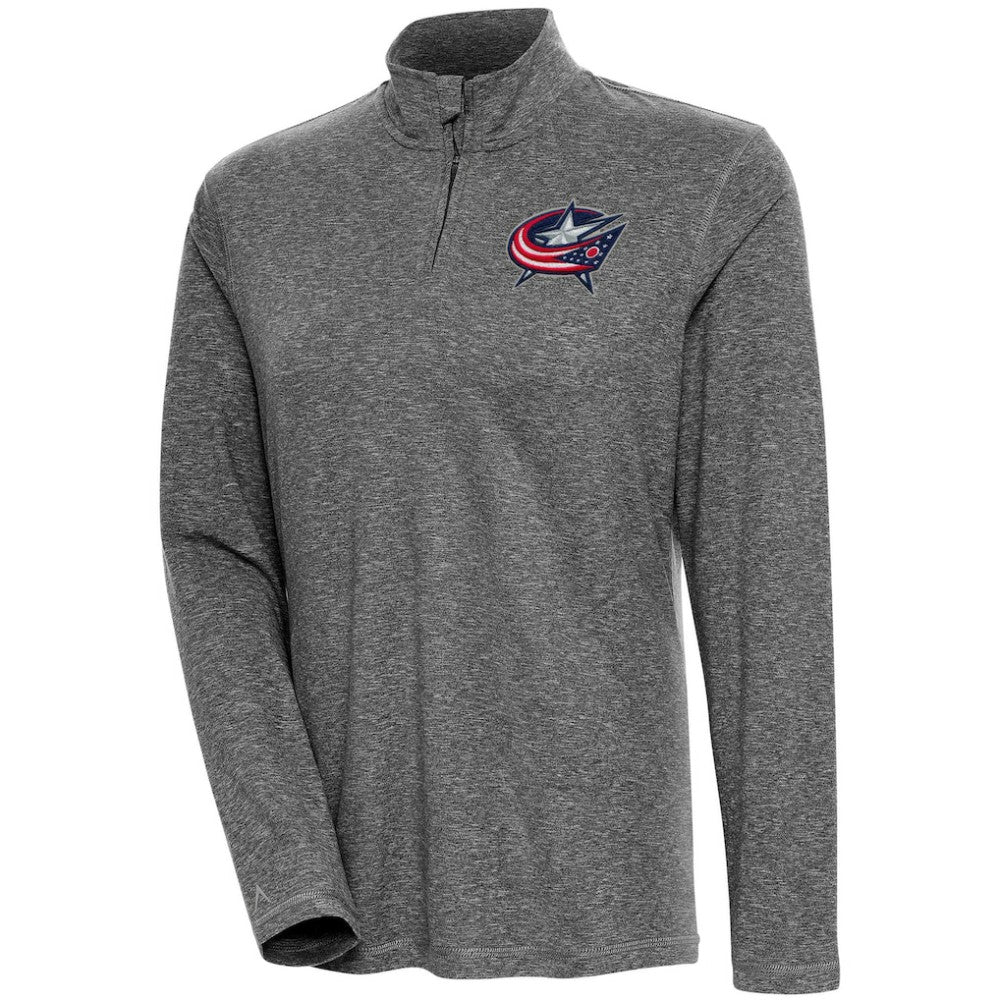 Columbus Blue Jackets Antigua Women's Confront Quarter-Zip Pullover Top - Heather Black - NHL 200624144