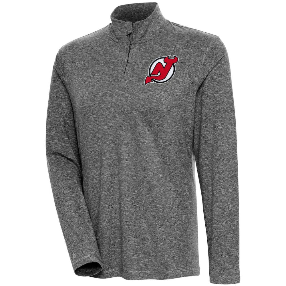 New Jersey Devils Antigua Women's Confront Quarter-Zip Pullover Top - Heather Black - NHL 200624166