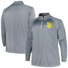 San Diego Padres Profile Big & Tall Raglan Quarter-Zip Top - Gray - MLB Lifestyle