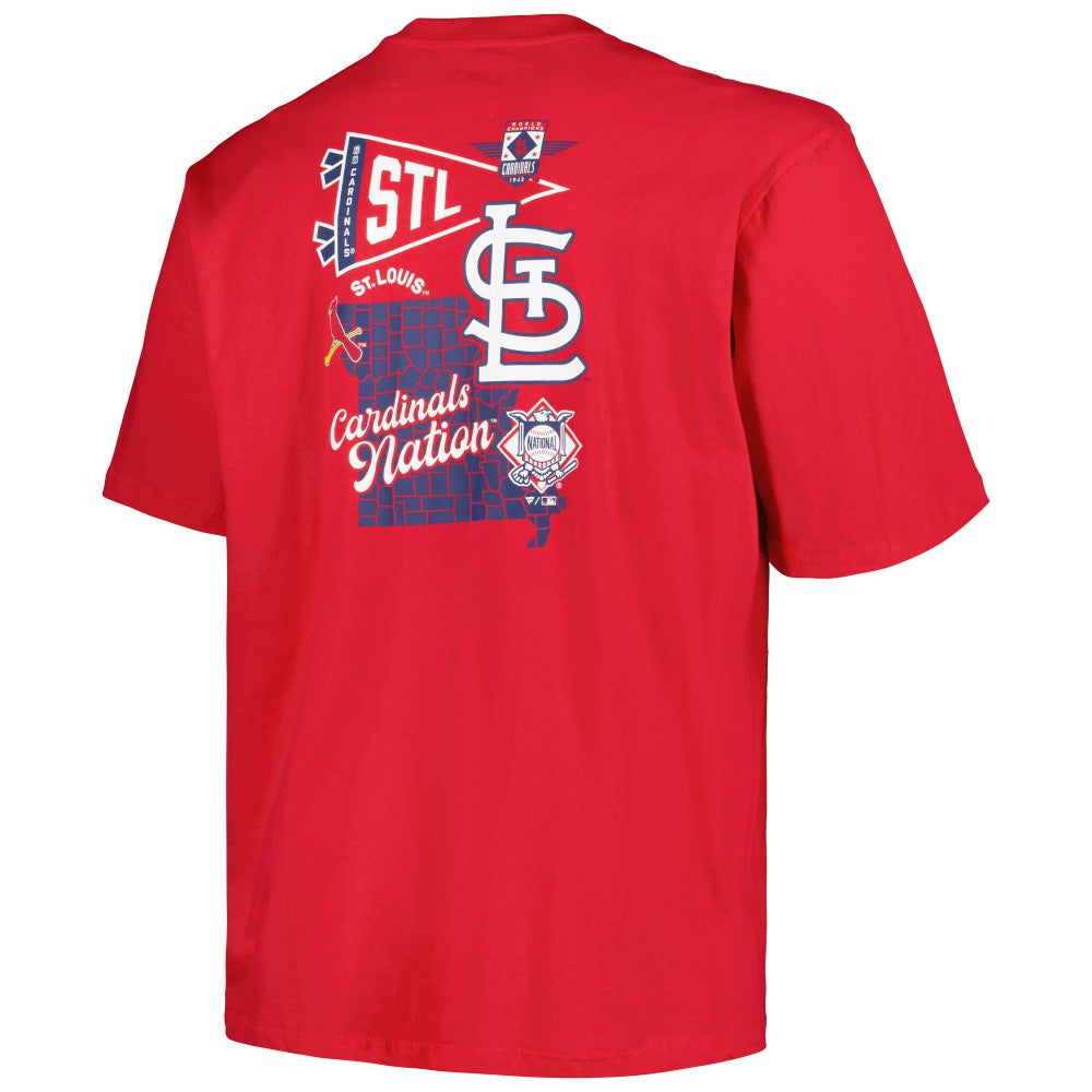 St. Louis Cardinals Profile Big & Tall Split Zone T-Shirt - Red - MLB Discount