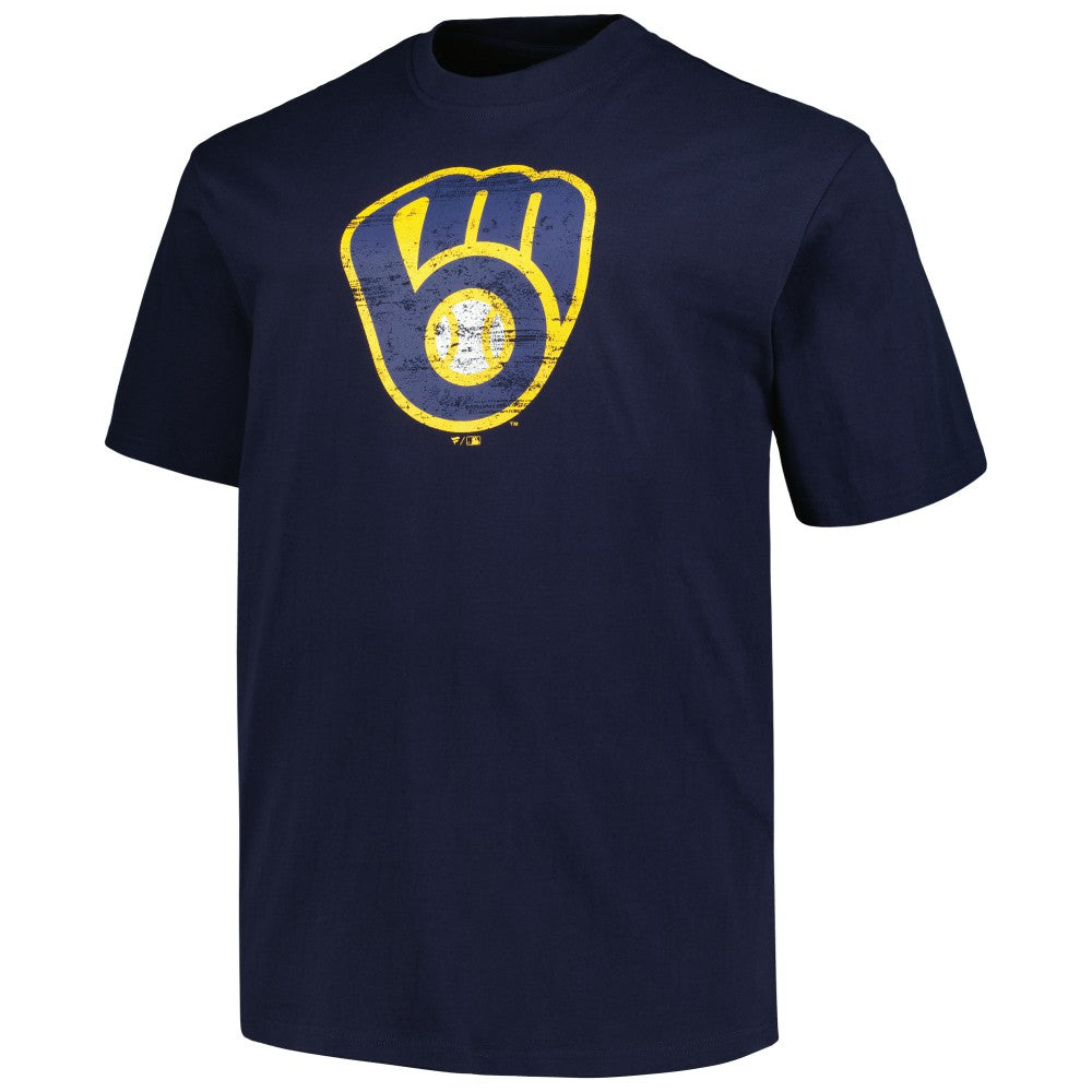 Milwaukee Brewers Profile Big & Tall Primary Logo T-Shirt - Navy - MLB Discount
