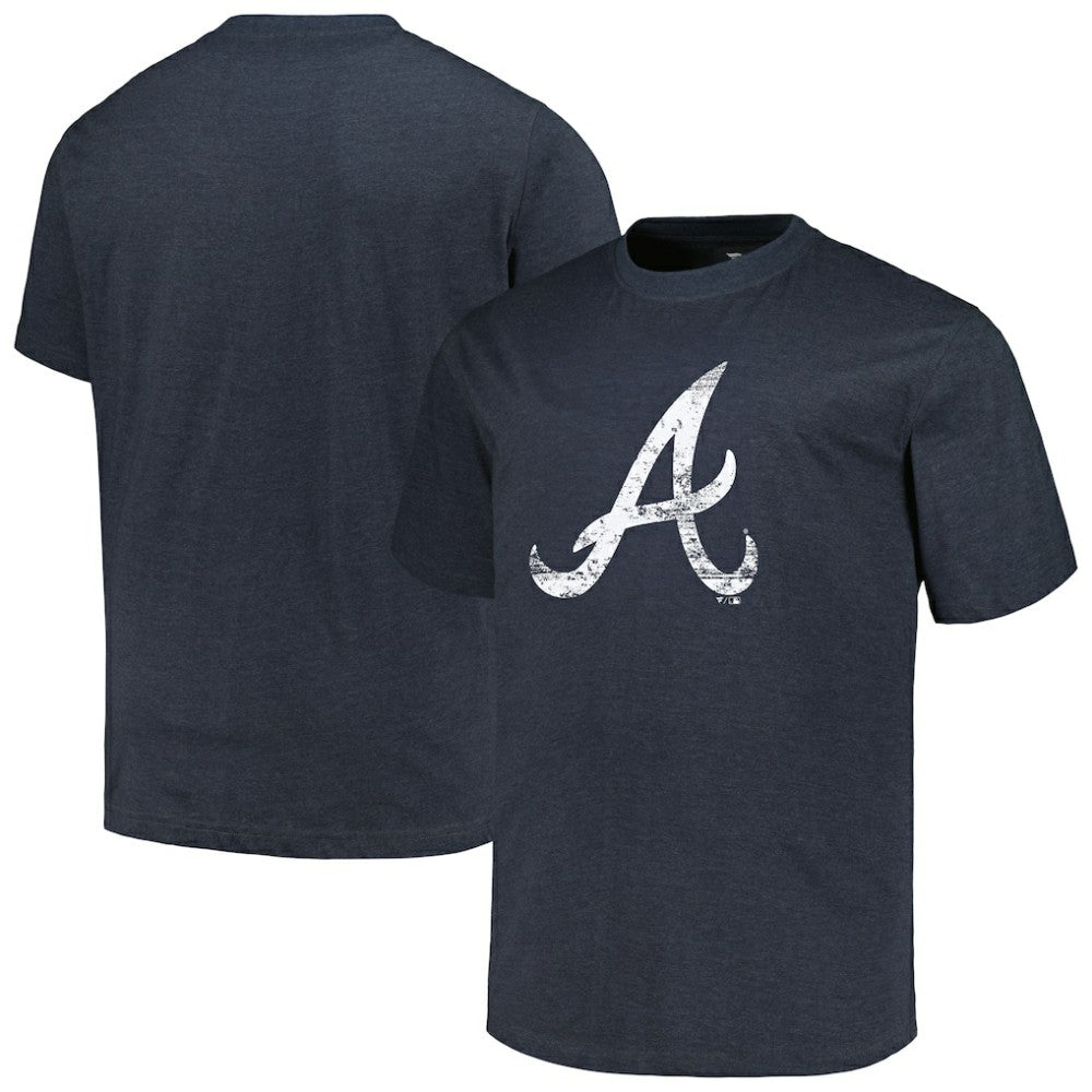 Atlanta Braves Profile Big & Tall Weathered Logo T-Shirt - Heather Navy - MLB Discount