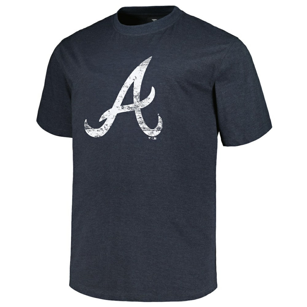 Atlanta Braves Profile Big & Tall Weathered Logo T-Shirt - Heather Navy - MLB Discount