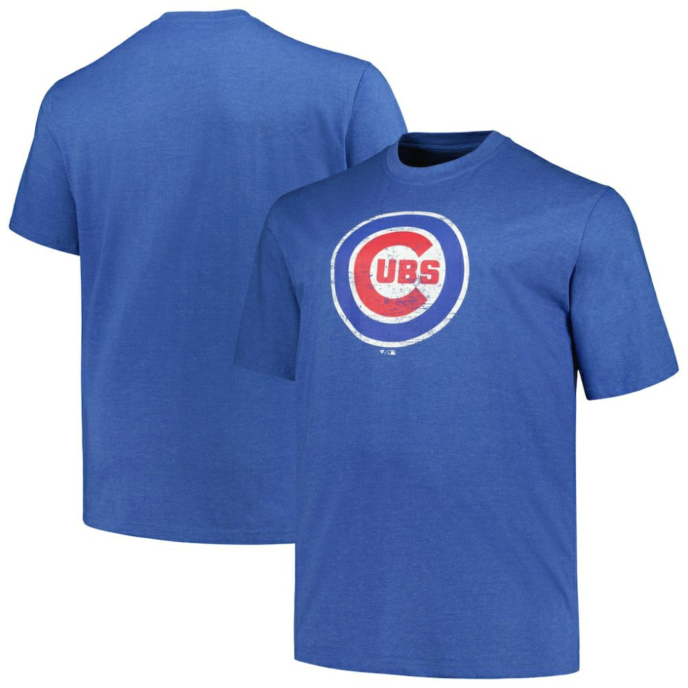 Chicago Cubs Profile Big & Tall Weathered Logo T-Shirt - Heather Royal - MLB Online