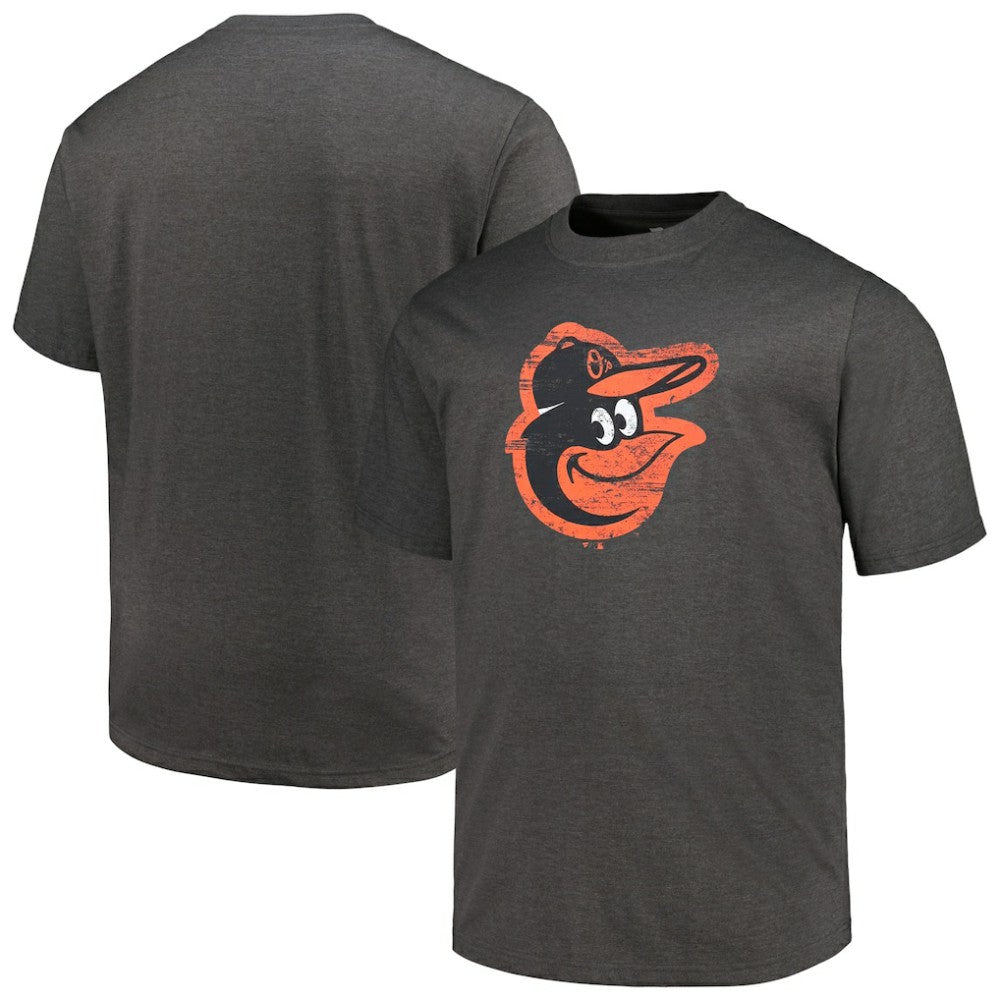 Baltimore Orioles Profile Big & Tall Weathered Logo T-Shirt - Heather Black - MLB Sale