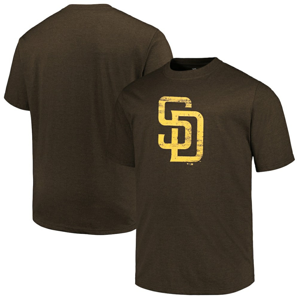 San Diego Padres Profile Big & Tall Weathered Logo T-Shirt - Heather Brown - MLB Online