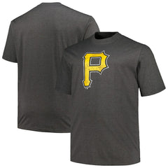 Pittsburgh Pirates Profile Big & Tall Weathered Logo T-Shirt - Heather Black - MLB Discount