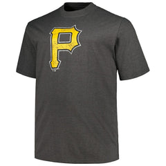 Pittsburgh Pirates Profile Big & Tall Weathered Logo T-Shirt - Heather Black - MLB Discount