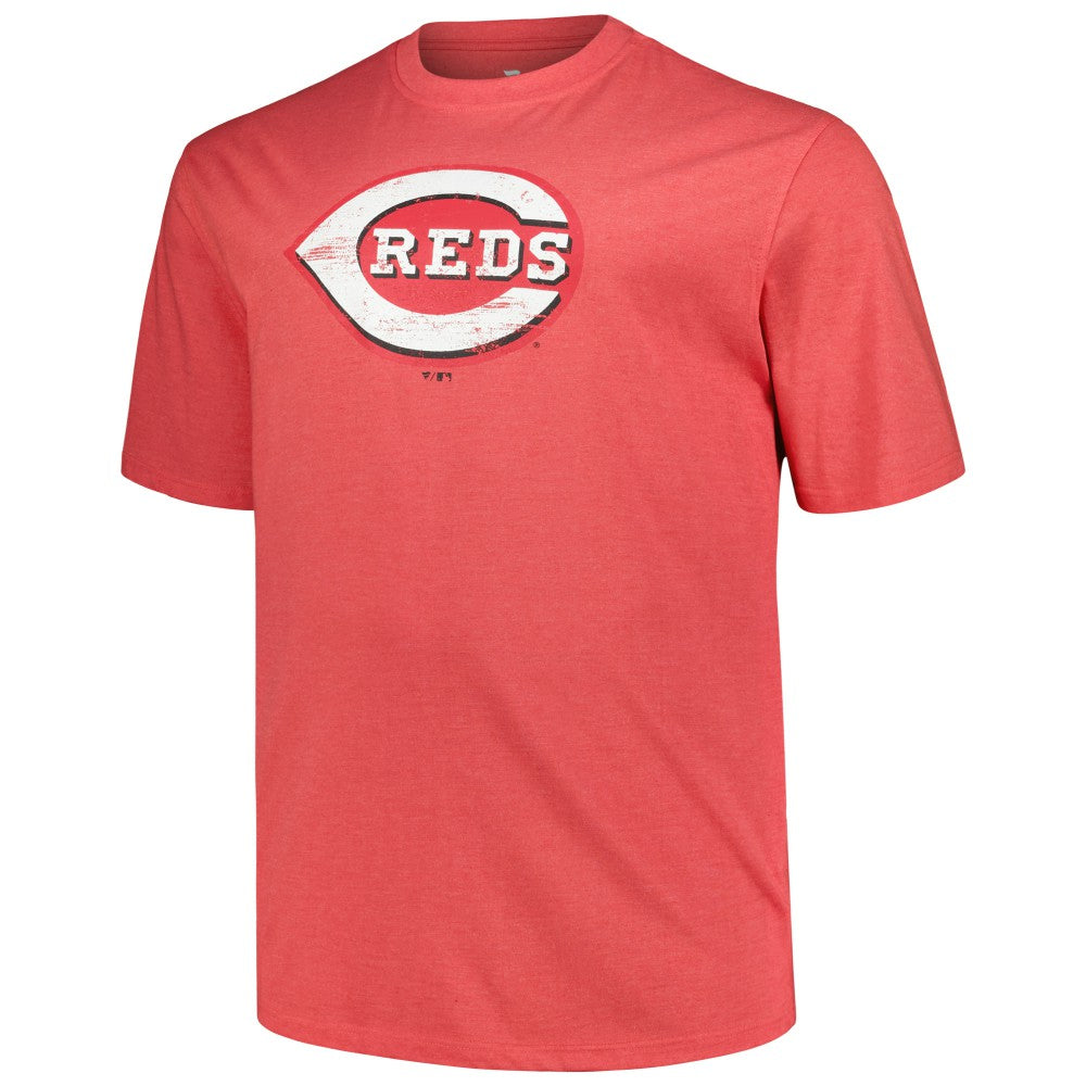 Cincinnati Reds Profile Big & Tall Weathered Logo T-Shirt - Heather Red - MLB Sale