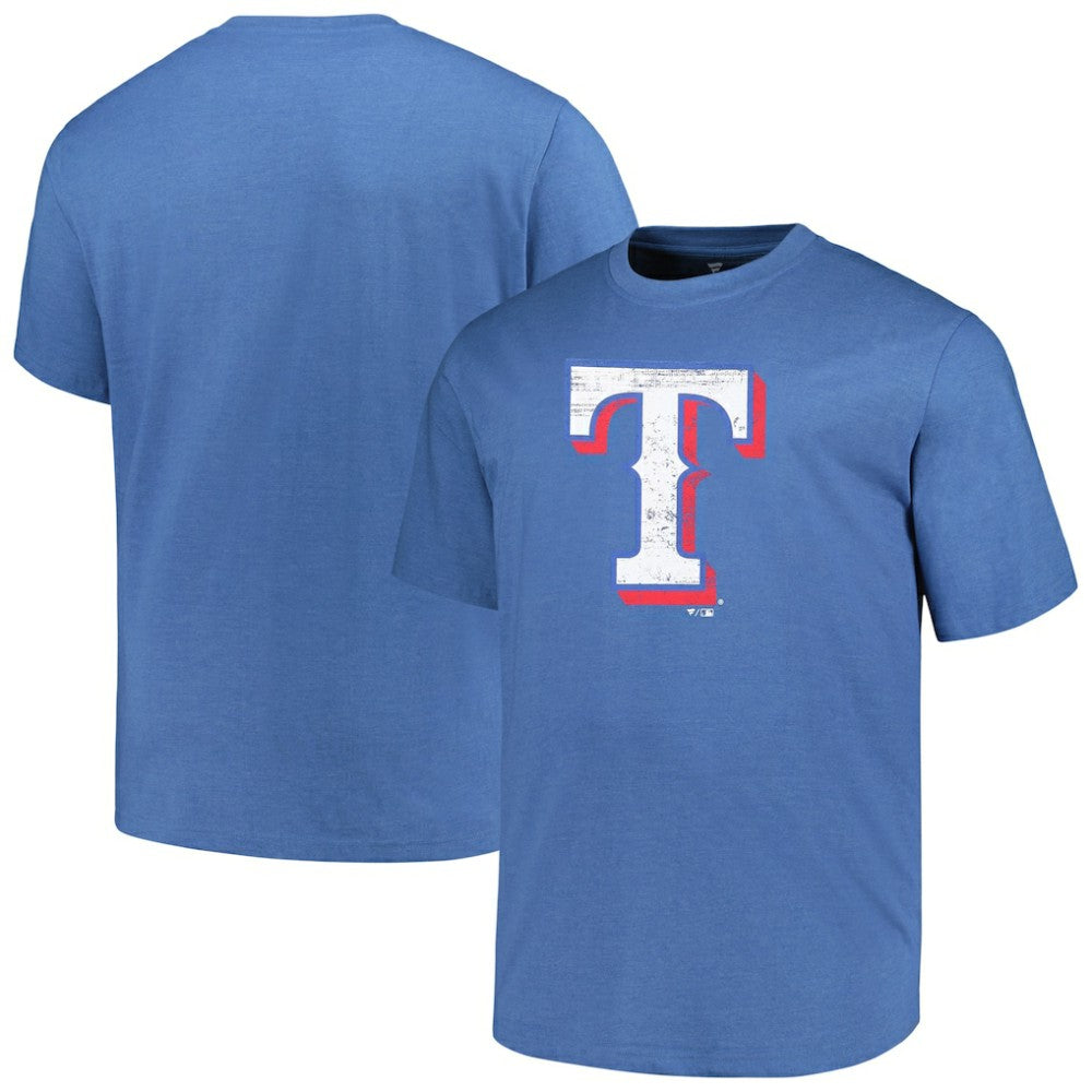 Texas Rangers Profile Big & Tall Weathered Logo T-Shirt - Heather Royal - MLB Discount
