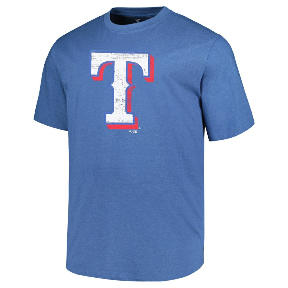 Texas Rangers Profile Big & Tall Weathered Logo T-Shirt - Heather Royal - MLB Discount