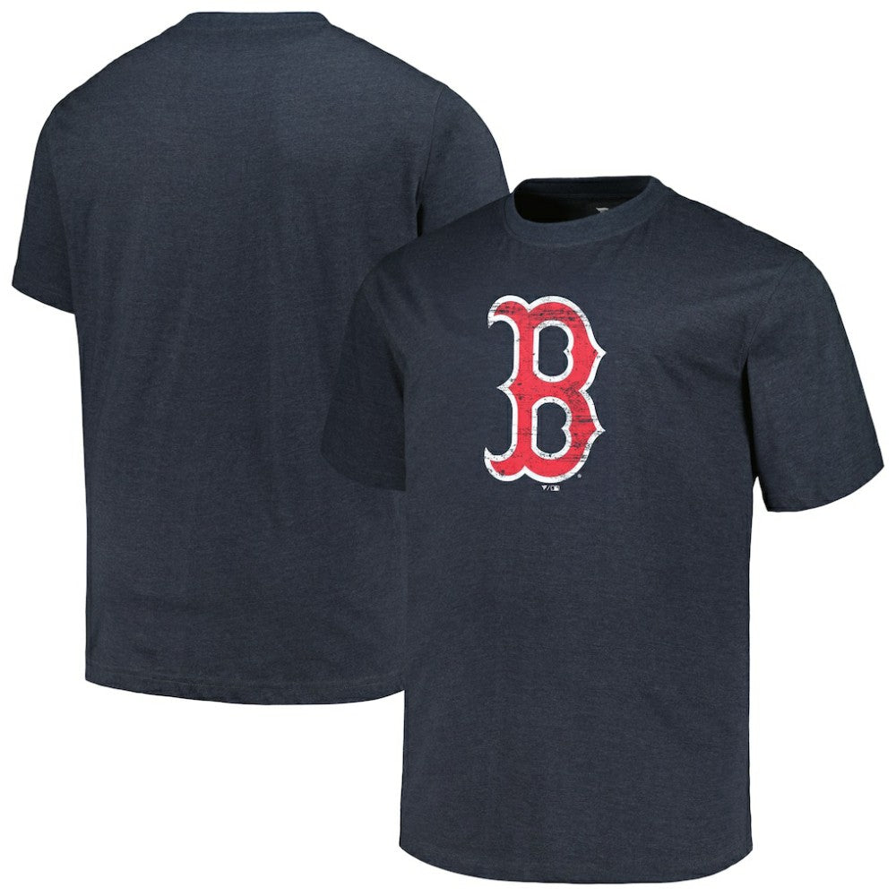 Boston Red Sox Profile Big & Tall Weathered Logo T-Shirt - Heather Navy - MLB Lifestyle
