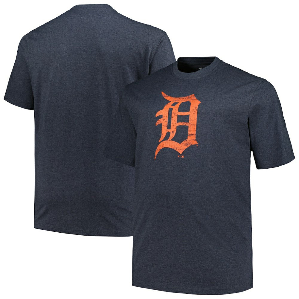 Detroit Tigers Profile Big & Tall Weathered Logo T-Shirt - Heather Navy - MLB on Sale