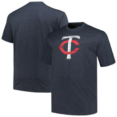 Minnesota Twins Profile Big & Tall Weathered Logo T-Shirt - Heather Navy - MLB Lifestyle