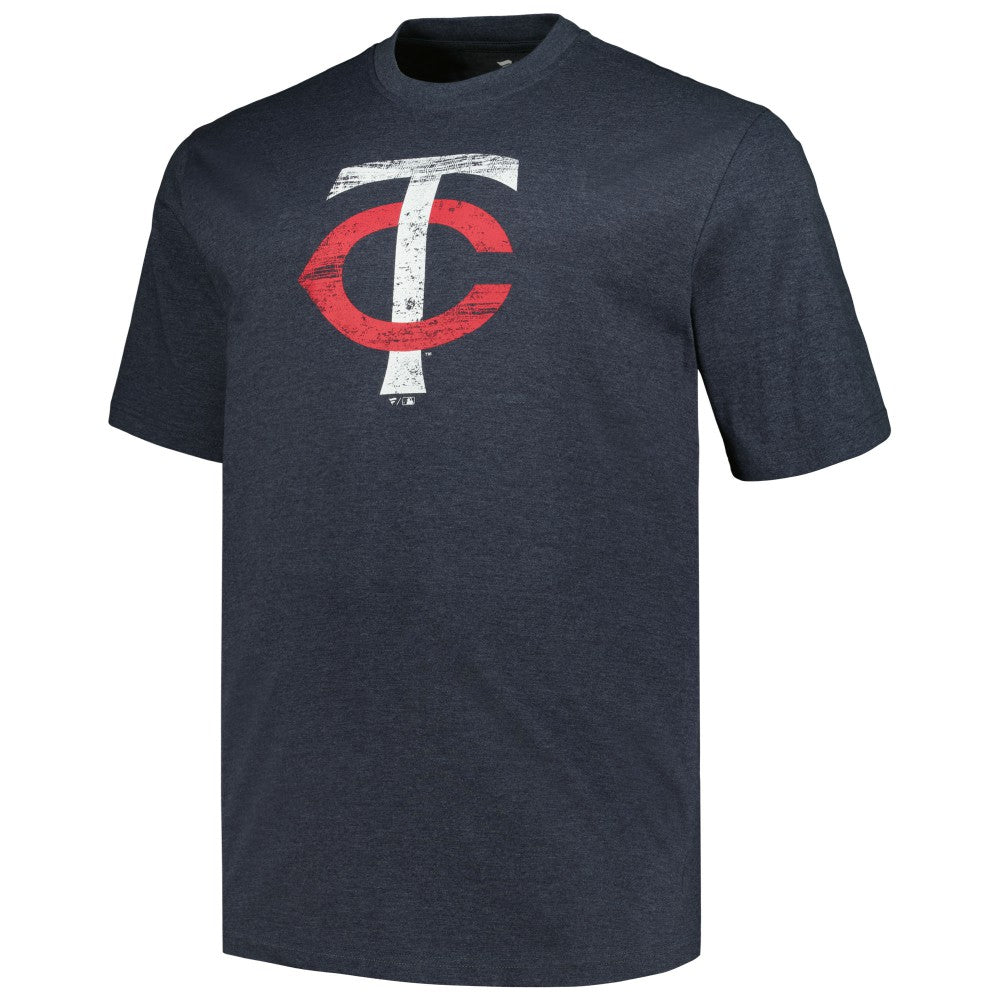 Minnesota Twins Profile Big & Tall Weathered Logo T-Shirt - Heather Navy - MLB Lifestyle
