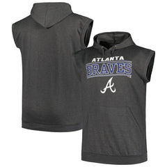 Atlanta Braves Profile Big & Tall Muscle Sleeveless Pullover Hoodie - Heather Charcoal - MLB Online