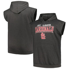 St. Louis Cardinals Profile Big & Tall Muscle Sleeveless Pullover Hoodie - Heather Charcoal - MLB Sale