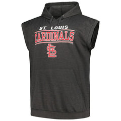 St. Louis Cardinals Profile Big & Tall Muscle Sleeveless Pullover Hoodie - Heather Charcoal - MLB Sale