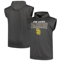 San Diego Padres Profile Big & Tall Muscle Sleeveless Pullover Hoodie - Heather Charcoal - MLB Lifestyle