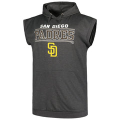 San Diego Padres Profile Big & Tall Muscle Sleeveless Pullover Hoodie - Heather Charcoal - MLB Lifestyle