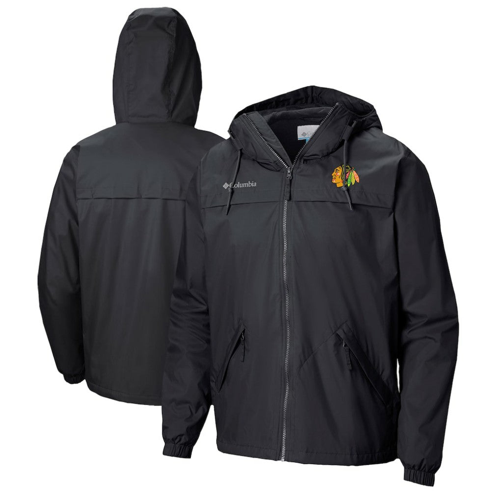 Chicago Blackhawks Columbia Oroville Creek Lightweight Full-Zip Windbreaker Jacket - Black - NHL 200629320