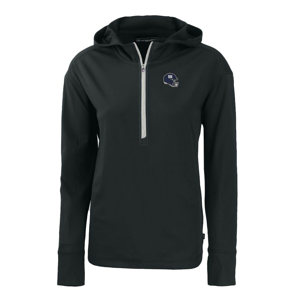 New York Giants Cutter & Buck Women's Helmet Daybreak Eco Recycled Half-Zip Hoodie Black