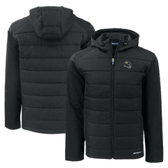 Jacksonville Jaguars Cutter & Buck Helmet Evoke Hybrid Eco Softshell Recycled Full-Zip Hoodie Jacket Black