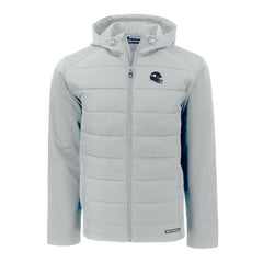 Minnesota Vikings Cutter & Buck Helmet Evoke Hybrid Eco Softshell Recycled Full-Zip Hoodie Jacket Gray
