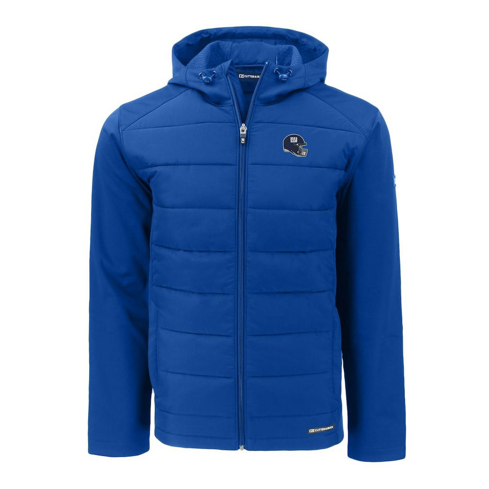 New York Giants Cutter & Buck Helmet Evoke Hybrid Eco Softshell Recycled Full-Zip Hoodie Jacket Royal