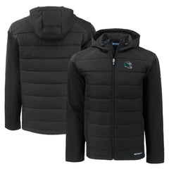Philadelphia Eagles Cutter & Buck Helmet Evoke Hybrid Eco Softshell Recycled Full-Zip Hoodie Jacket Black
