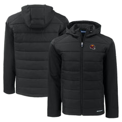 Washington Commanders Cutter & Buck Helmet Evoke Hybrid Eco Softshell Recycled Full-Zip Hoodie Jacket Black