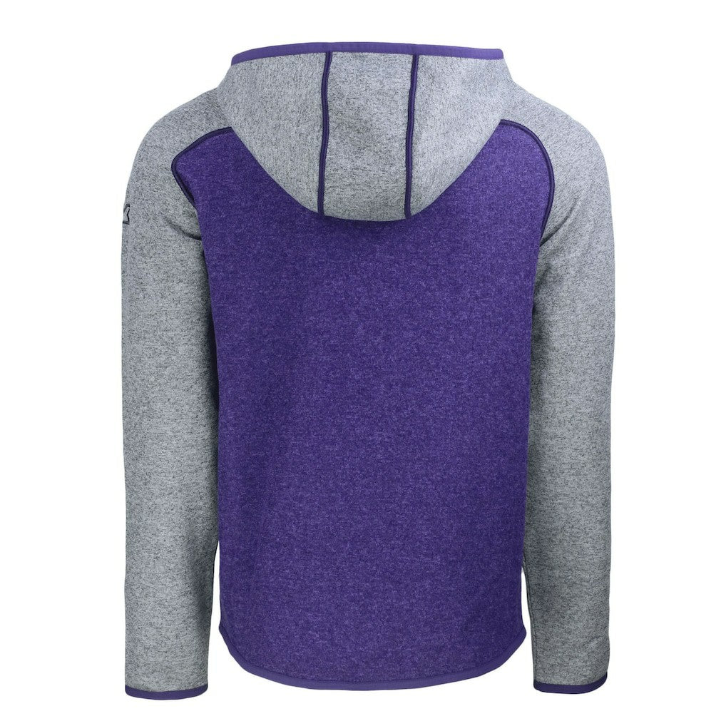 Baltimore Ravens Cutter & Buck Helmet Mainsail Sweater-Knit Full-Zip Hoodie Heather Purple/Heather Gray