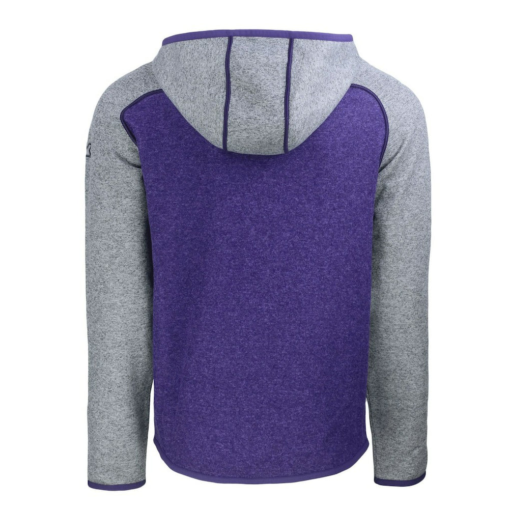 Baltimore Ravens Cutter & Buck Helmet Mainsail Sweater-Knit Full-Zip Hoodie Heather Purple/Heather Gray