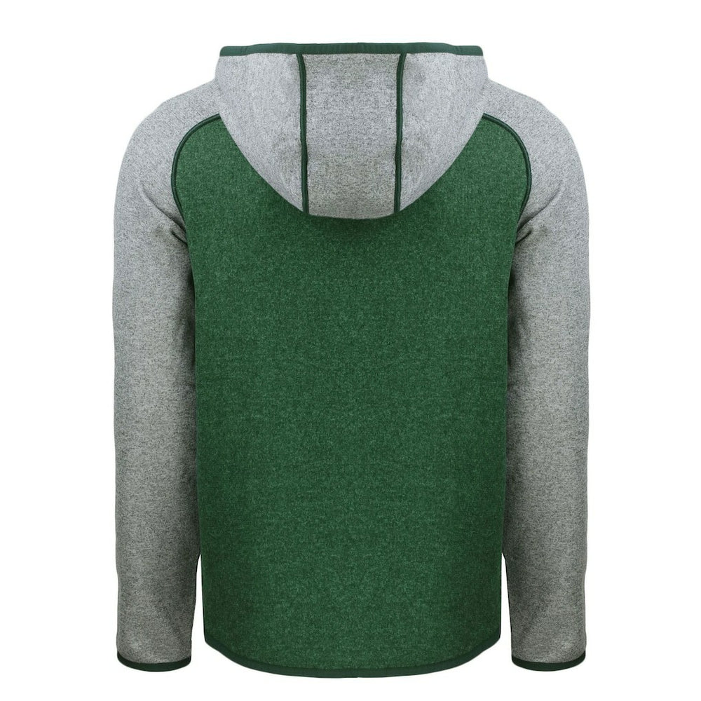Green Bay Packers Cutter & Buck Helmet Mainsail Sweater-Knit Full-Zip Hoodie Heather Green/Heather Gray