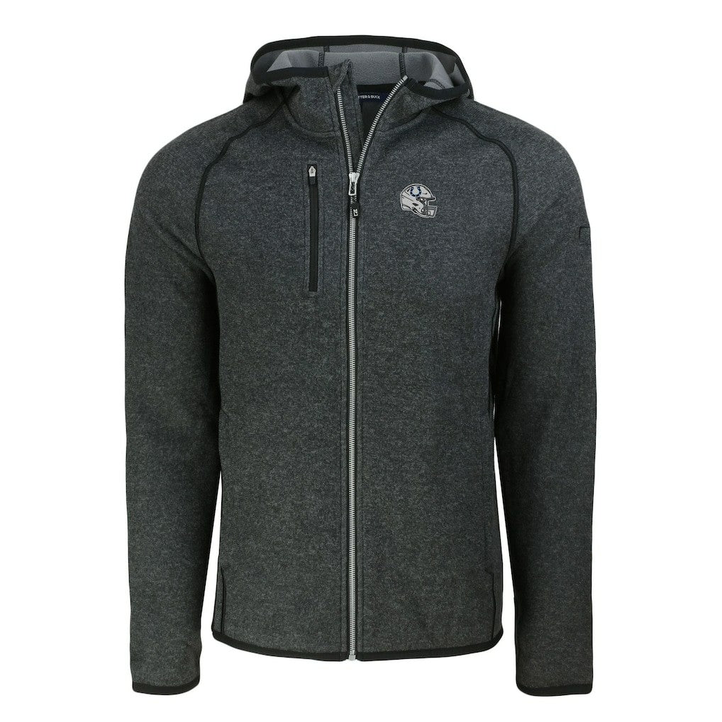 Indianapolis Colts Cutter & Buck Helmet Mainsail Sweater-Knit Full-Zip Hoodie Heather Charcoal