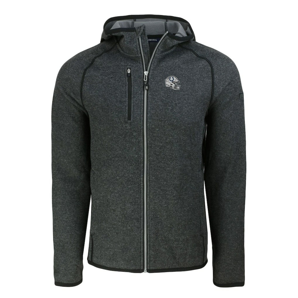 Indianapolis Colts Cutter & Buck Helmet Mainsail Sweater-Knit Full-Zip Hoodie Heather Charcoal