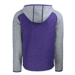 Minnesota Vikings Cutter & Buck Helmet Mainsail Sweater-Knit Full-Zip Hoodie Heather Purple/Heather Gray