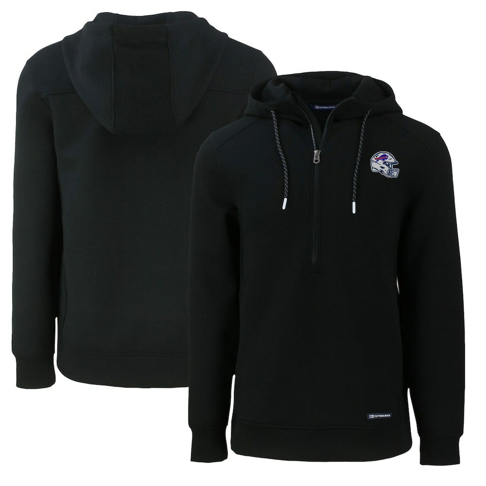 Buffalo Bills Cutter & Buck Helmet Roam Eco Half-Zip Recycled Pullover Hoodie Black