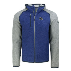 New York Giants Cutter & Buck Helmet Mainsail Sweater-Knit Full-Zip Hoodie Royal/Heather Gray