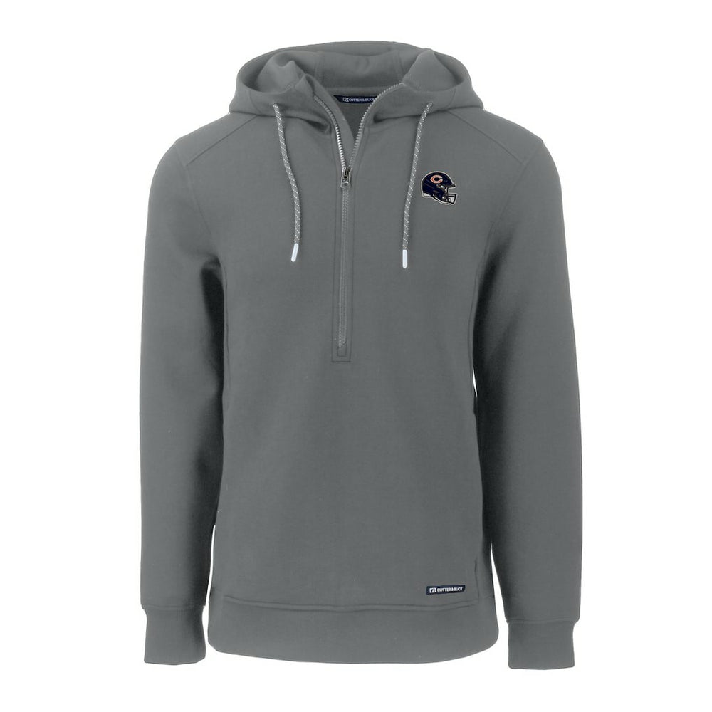 Chicago Bears Cutter & Buck Helmet Roam Eco Half-Zip Recycled Pullover Hoodie Gray