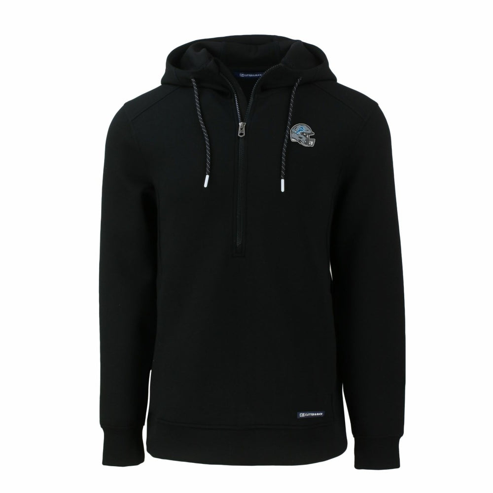 Detroit Lions Cutter & Buck Helmet Roam Eco Half-Zip Recycled Pullover Hoodie Black