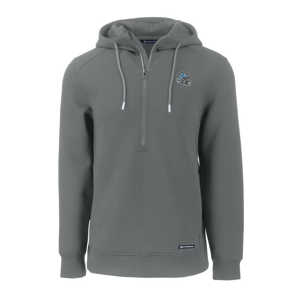 Detroit Lions Cutter & Buck Helmet Roam Eco Half-Zip Recycled Pullover Hoodie Gray