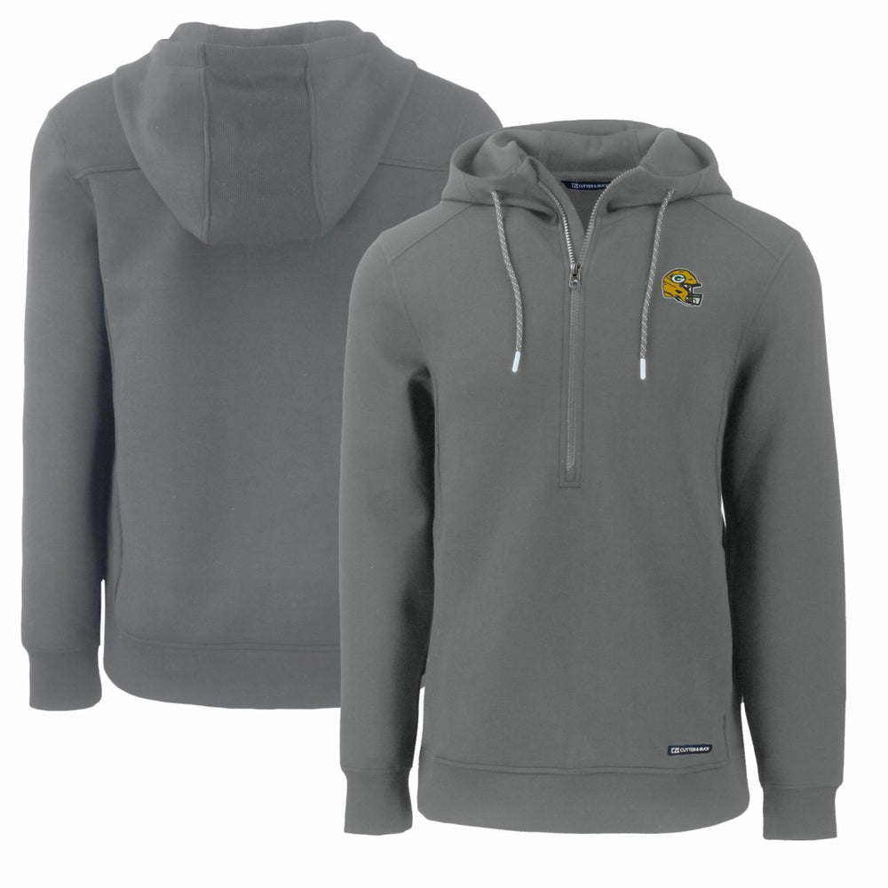 Green Bay Packers Cutter & Buck Helmet Roam Eco Half-Zip Recycled Pullover Hoodie Gray