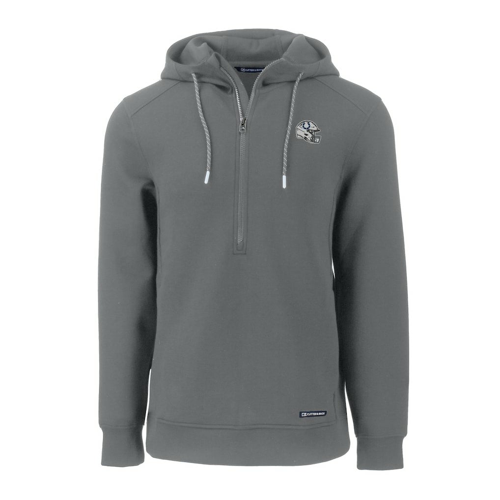 Indianapolis Colts Cutter & Buck Helmet Roam Eco Half-Zip Recycled Pullover Hoodie Gray