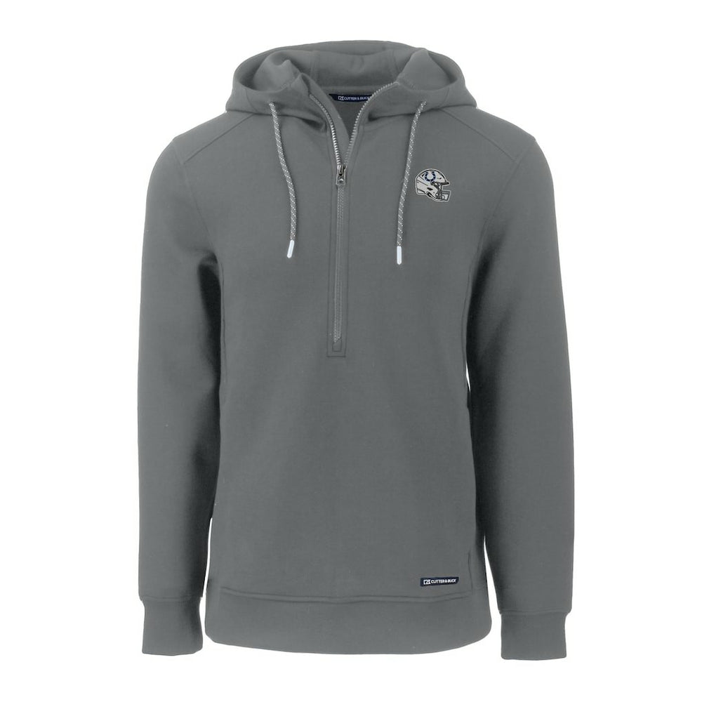 Indianapolis Colts Cutter & Buck Helmet Roam Eco Half-Zip Recycled Pullover Hoodie Gray