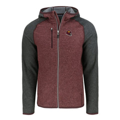 Washington Commanders Cutter & Buck Helmet Mainsail Sweater-Knit Full-Zip Hoodie Burgundy/Heather Charcoal