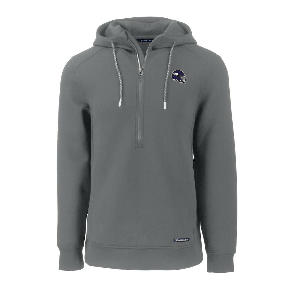 Minnesota Vikings Cutter & Buck Helmet Roam Eco Half-Zip Recycled Pullover Hoodie Gray