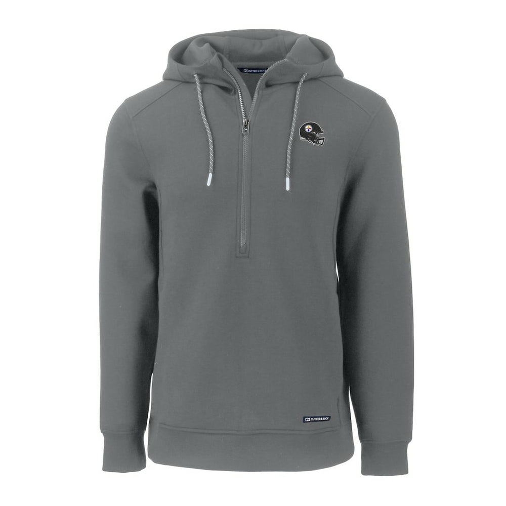 Pittsburgh Steelers Cutter & Buck Helmet Roam Eco Half-Zip Recycled Pullover Hoodie Gray