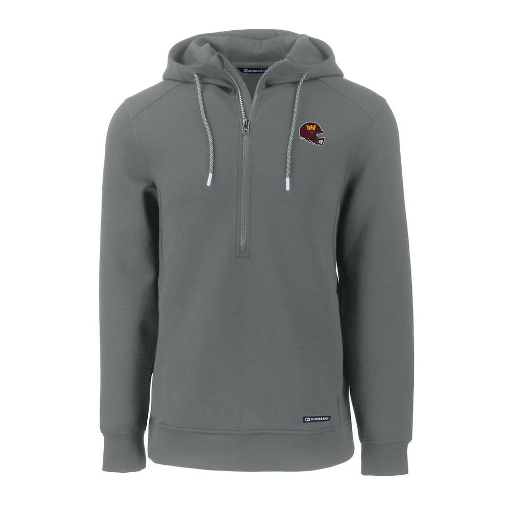 Washington Commanders Cutter & Buck Helmet Roam Eco Half-Zip Recycled Pullover Hoodie Gray